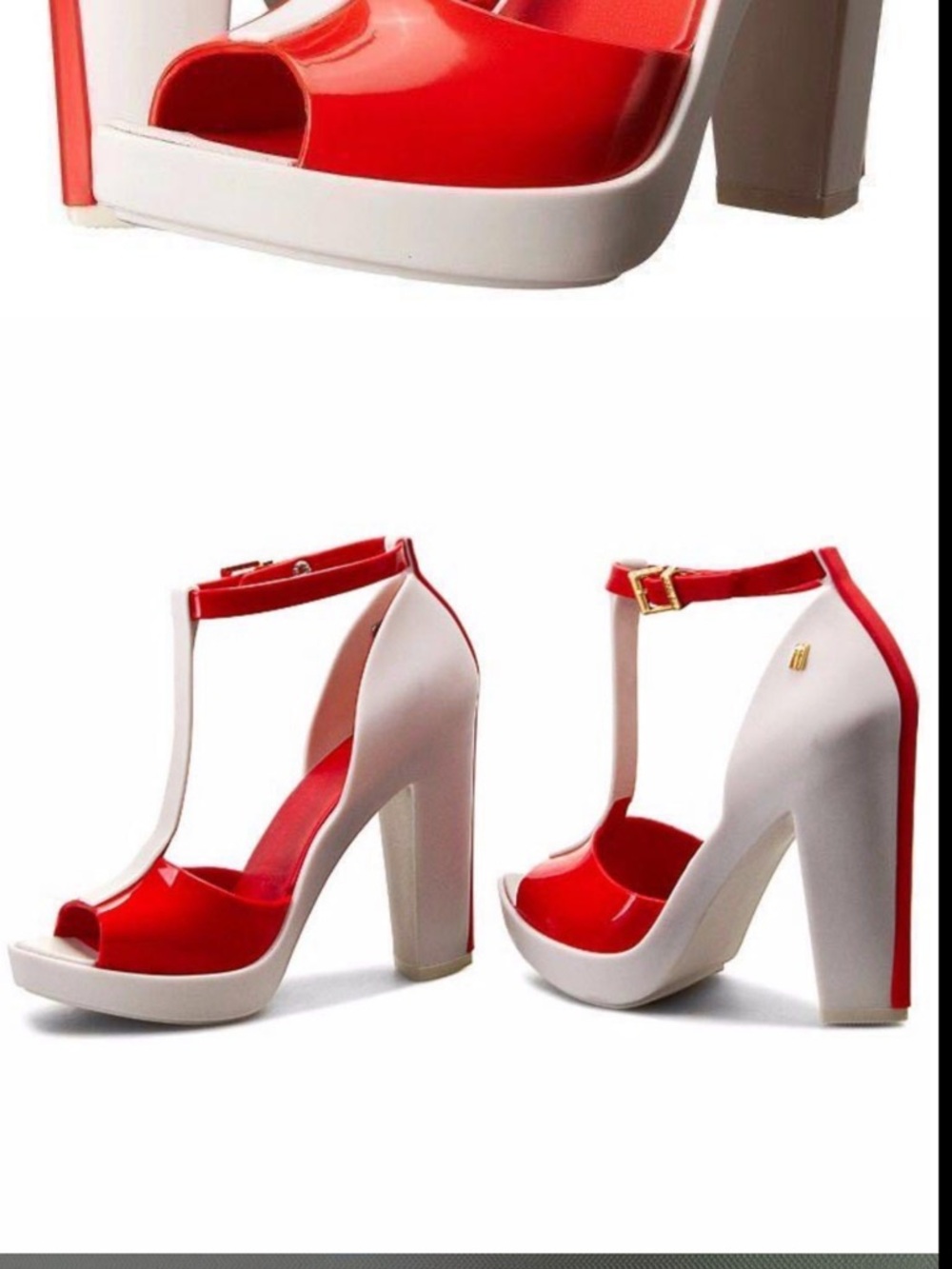 Melissa 2015 BITE ME line.  Red and white t strap - Picture 3 of 12